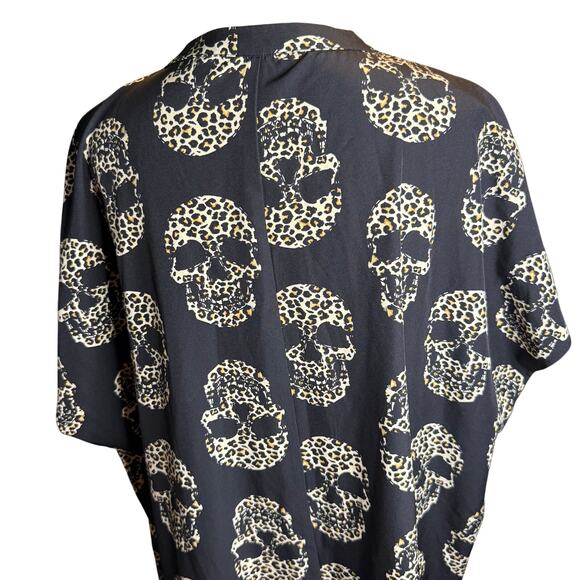 Emery Rose Leopard Print Skull Dress, Edgy Goth Black Stretch, Plus Size 4XL - Picture 6 of 8